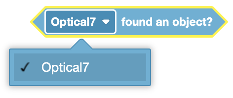 Diagrama de un dispositivo sensor óptico que detecta objetos y colores en un contexto de detección robótica.