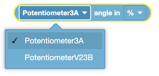 Imagen de un dispositivo de ángulo de potenciómetro utilizado para medir la posición angular en aplicaciones de robótica y electrónica.