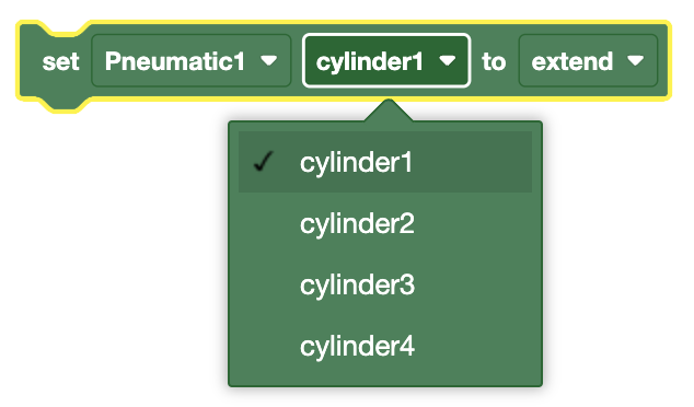 Diagrama que ilustra el bloque de cilindros neumáticos para extender y retraer un cilindro neumático en un sistema.
