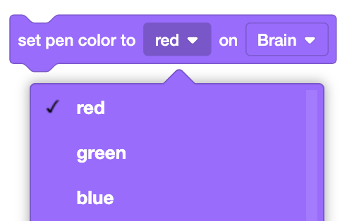 Icono para configurar el color del lápiz en la pantalla de EXP Brain, usado para personalizar los colores del dibujo en los bloques de programación.