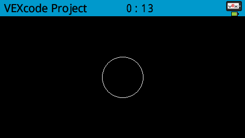 The robot’s screen shows a circle with a thin white border drawn in the center.