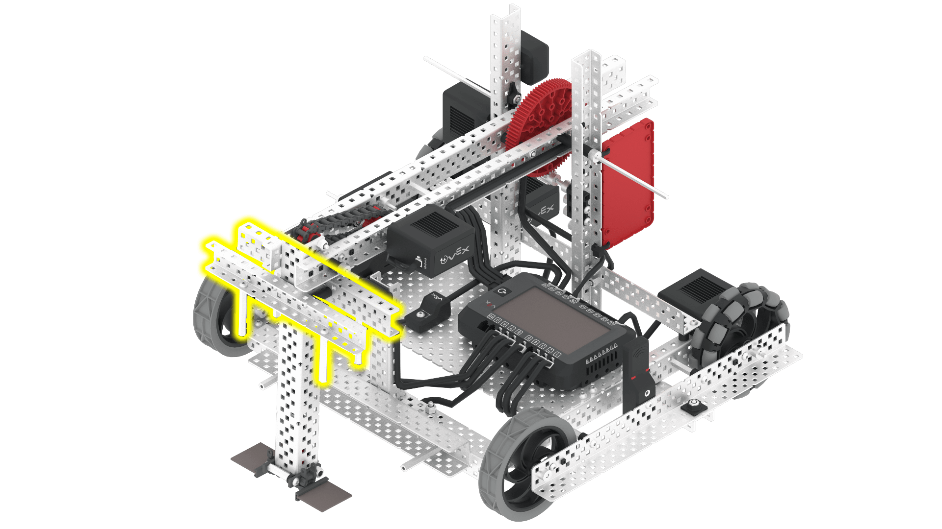 Imagen del motor de admisión del Axel VEX V5 Hero Bot, que muestra su diseño y funcionalidad para recolectar objetos del juego.
