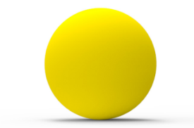 Yellow padded ball with a diameter of 3 inches, used in the VIQRC Virtual Skills Pitching In Playground.