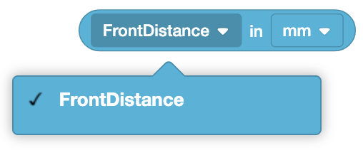 Diagrama que muestra la medición de la distancia desde el sensor de distancia frontal hasta un objeto en la consola del monitor.