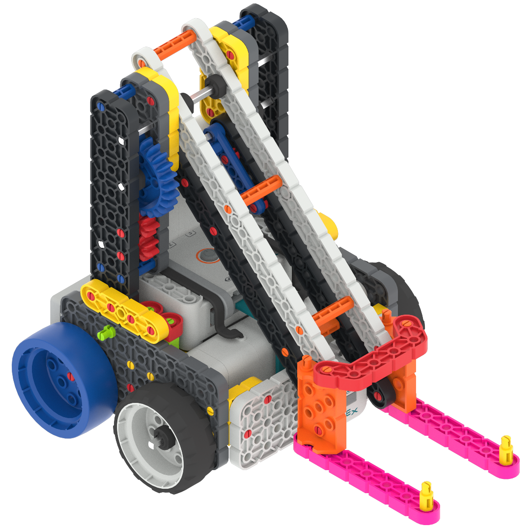 The VEXcode VR Robot window showing the GO Competition Advanced 2.0 Robot. It shows the robot driving and manipulating Mars field objects with an arm motor and front eye sensor.