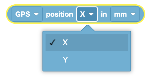 Diagram illustrating GPS position and heading blocks for VEXcode VR robot programming.