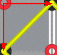 Diagrama del diseño del campo de juego de alto riesgo de habilidades virtuales V5RC con medidas de cuadrados completos.