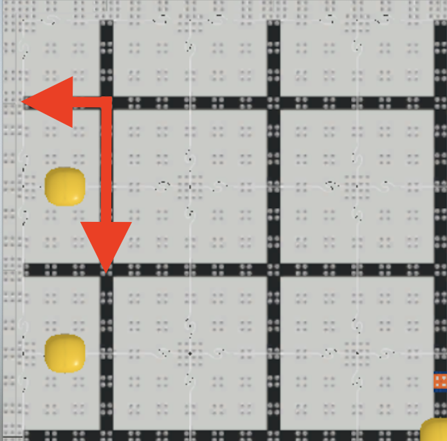 Diagrama del diseño del campo de juego de lanzamiento de habilidades virtuales VIQRC con dimensiones y configuraciones iniciales.