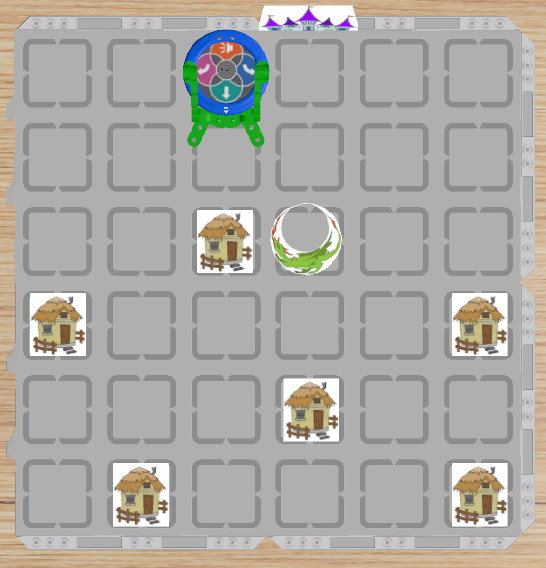 Imagen de la actividad 'Empuja al dragón' en el espacio de juego 123, que presenta una colorida ilustración de un dragón.