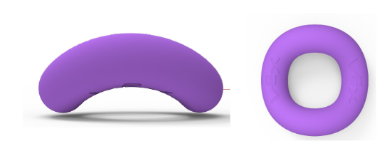 Imagen de un anillo utilizado en el V5RC Virtual Skills - Tipping Point Playground, que muestra sus dimensiones y diseño.