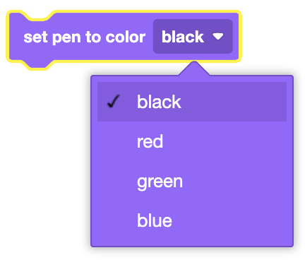 Icono para configurar el color del lápiz VEX VR en la consola de impresión, con opciones de selección de color.