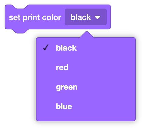 Imagen que muestra opciones para configurar el color de impresión en una interfaz de programación para la Consola de impresión.