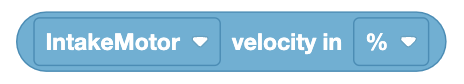 Bloque VEXcode VR para configurar la velocidad del motor en un entorno de programación robótica.