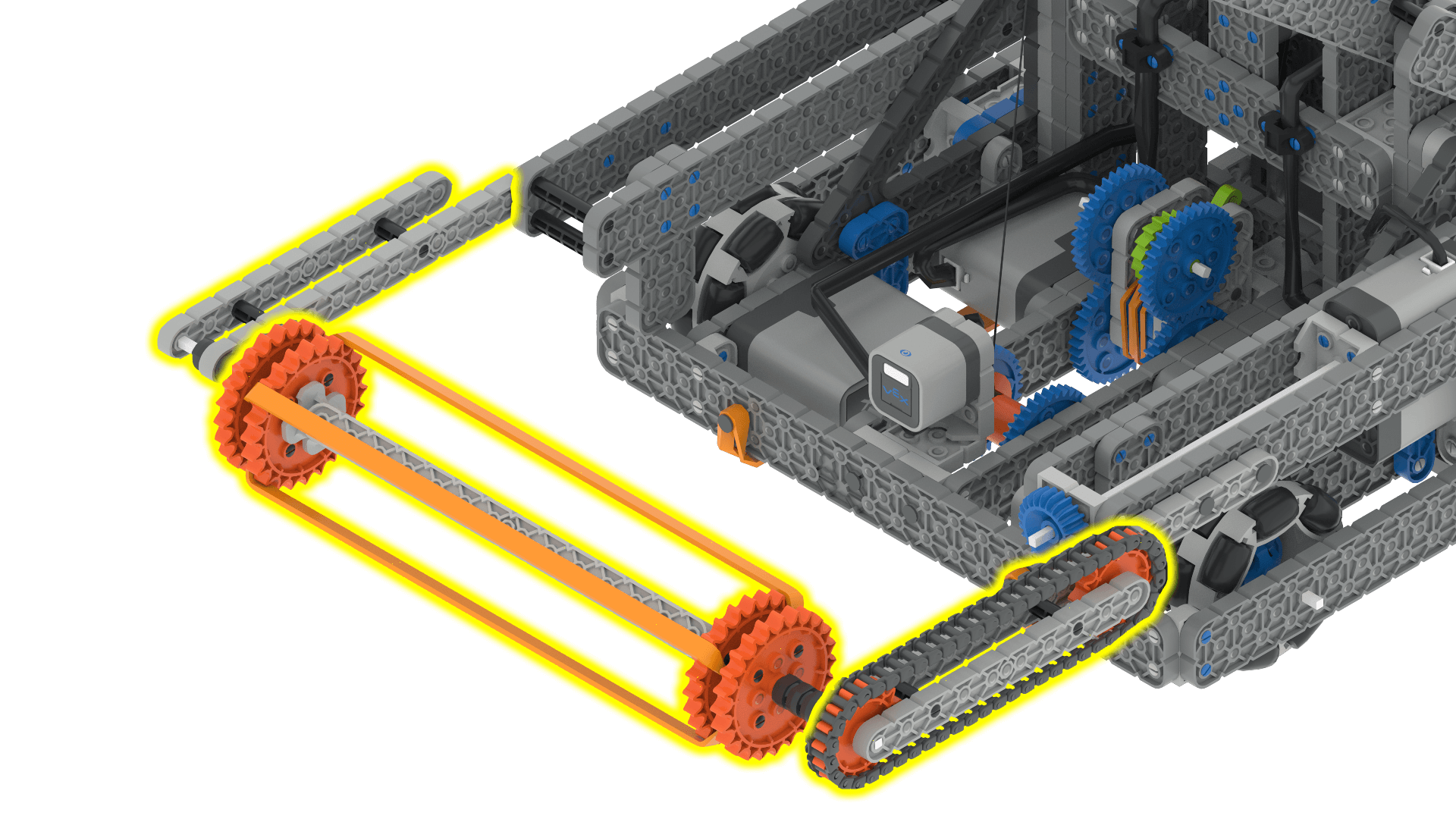 Diagrama que muestra el motor de admisión giratorio de Swish resaltado en amarillo.