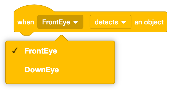 Diagrama que ilustra el bloque Sensor Ojo en VEXcode VR, mostrando su función en la detección de objetos.
