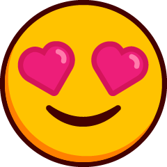 Virnistelevä emoji, jolla on sydänsilmät.