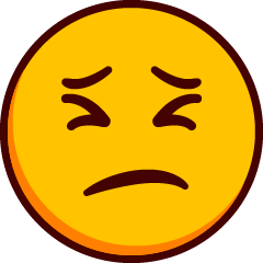 Kurpistava emoji, jonka silmät on puristettu kiinni ja kulmakarvat syvään kurtussa.