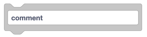 Illustration of a rectangular button with rounded corners labeled 'comment.' The button has a gray background with a white rectangular area inside where the word 'comment' is centered and displayed in a bold, gray font.
