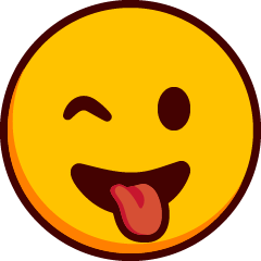 Emoji mengedipkan mata sambil menjulurkan lidah.