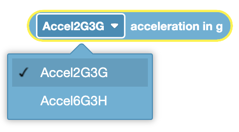 Image of an accelerometer displaying acceleration values for various axes in a robotics context.