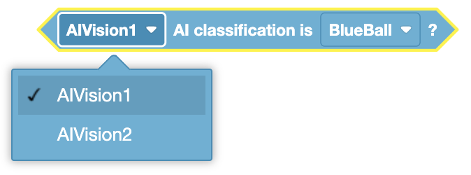 AI Vision Sensor classification result display showing detected object types and counts.