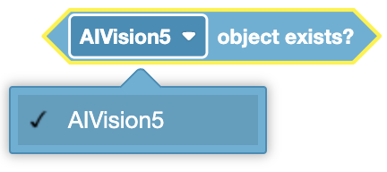 AI Vision Sensor interface showing object detection status and parameters including object count and existence.