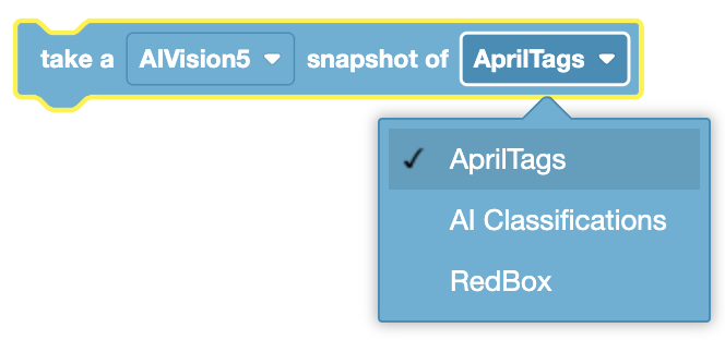 AI Vision snapshot showing detected objects and their classifications with visual signatures and coordinates.