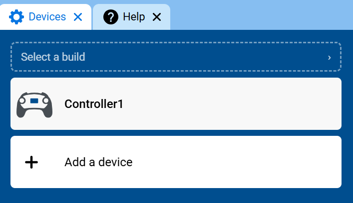 Screenshot of the Devices tab, showing Controller1 in the list of devices.