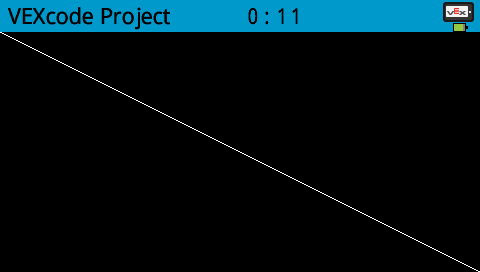 The screen shows a thin diagonal line across the center, from the upper left corner to the lower right corner.