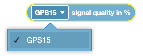 GPS signal quality display for a sensing device, showing numerical percentage indicating current GPS signal strength.