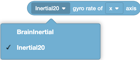 Image of a gyro rate device displaying orientation and rotation data for robotics applications.