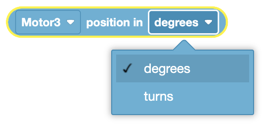 Diagram illustrating motor position units and their corresponding values in V5 Brain Sensing.