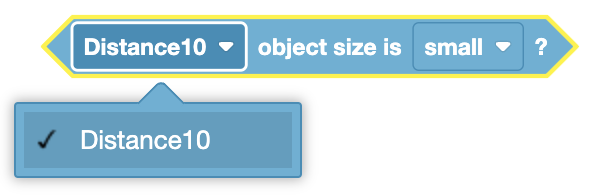 Diagram illustrating the relationship between object size and distance as detected by a distance sensor.