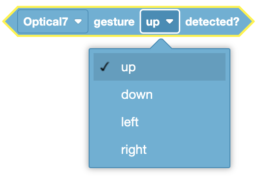 Optical sensor detecting a gesture with visual indicators and settings displayed on the screen.