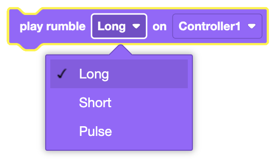 Image of a V5 controller demonstrating the Play Controller Rumble feature with rumble patterns displayed.