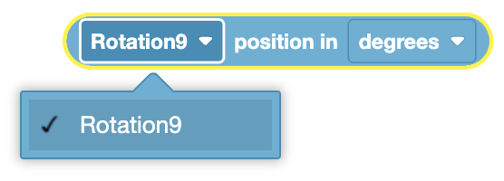 Rotation sensor position device displaying current angle and velocity for robotics applications.