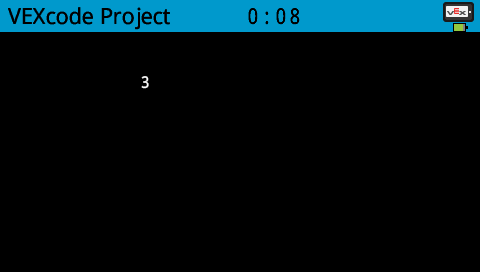 A screenshot of the V5 Brain showing the text "3" on row 3.