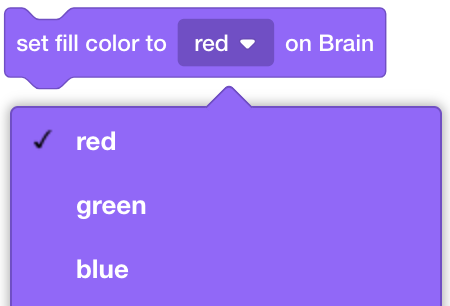 Icon for setting the fill color in V5 Brain's drawing functions, featuring color selection options.