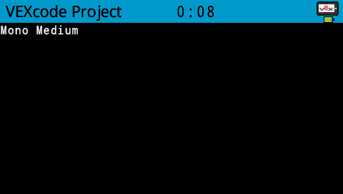 Image showing the Set Font block for selecting font style and size on the V5 Brain's screen for printing text.
