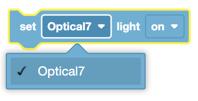 Optical light device settings interface for brain sensing and motor control in robotics applications.