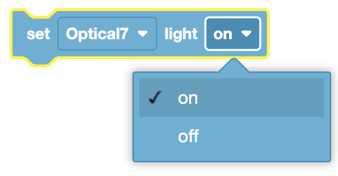 Icon for setting the optical light mode on a sensor, indicating options for color or gesture detection.