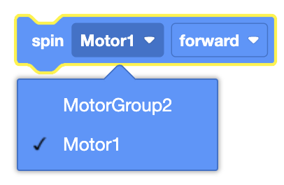 Diagram of a spin motor controller illustrating various motor control functions and settings for motion programming.