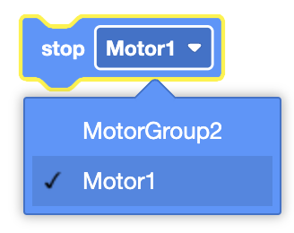 Image of a stop motor block used in programming to halt motor movement in robotics applications.
