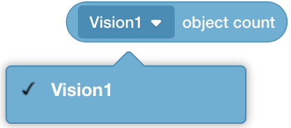 Vision sensor interface displaying object count and detection status for robotics applications.