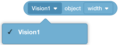 Vision sensor object device interface displaying various sensing and control parameters for robotics applications.