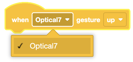 Image of an optical gesture sensor detecting a gesture in a robotics programming environment.
