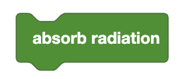 Block diagram illustrating the 'Absorb enemy radiation' action for the VR Rover in the Rover Rescue Playground.