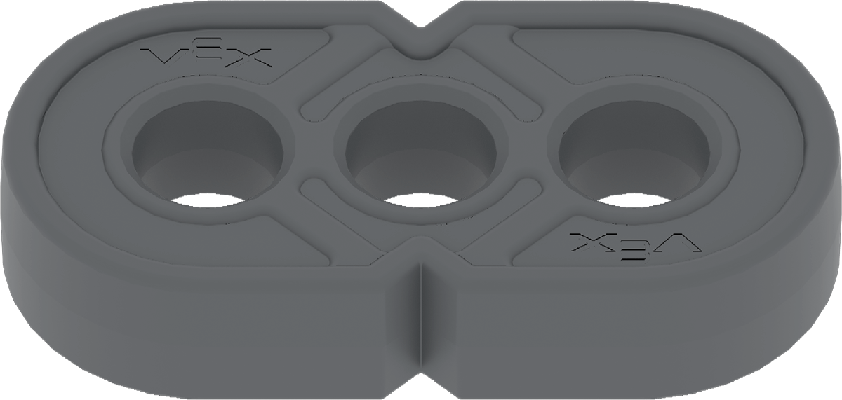 Gray VEX IQ game beam with three circular holes used as a scoring element