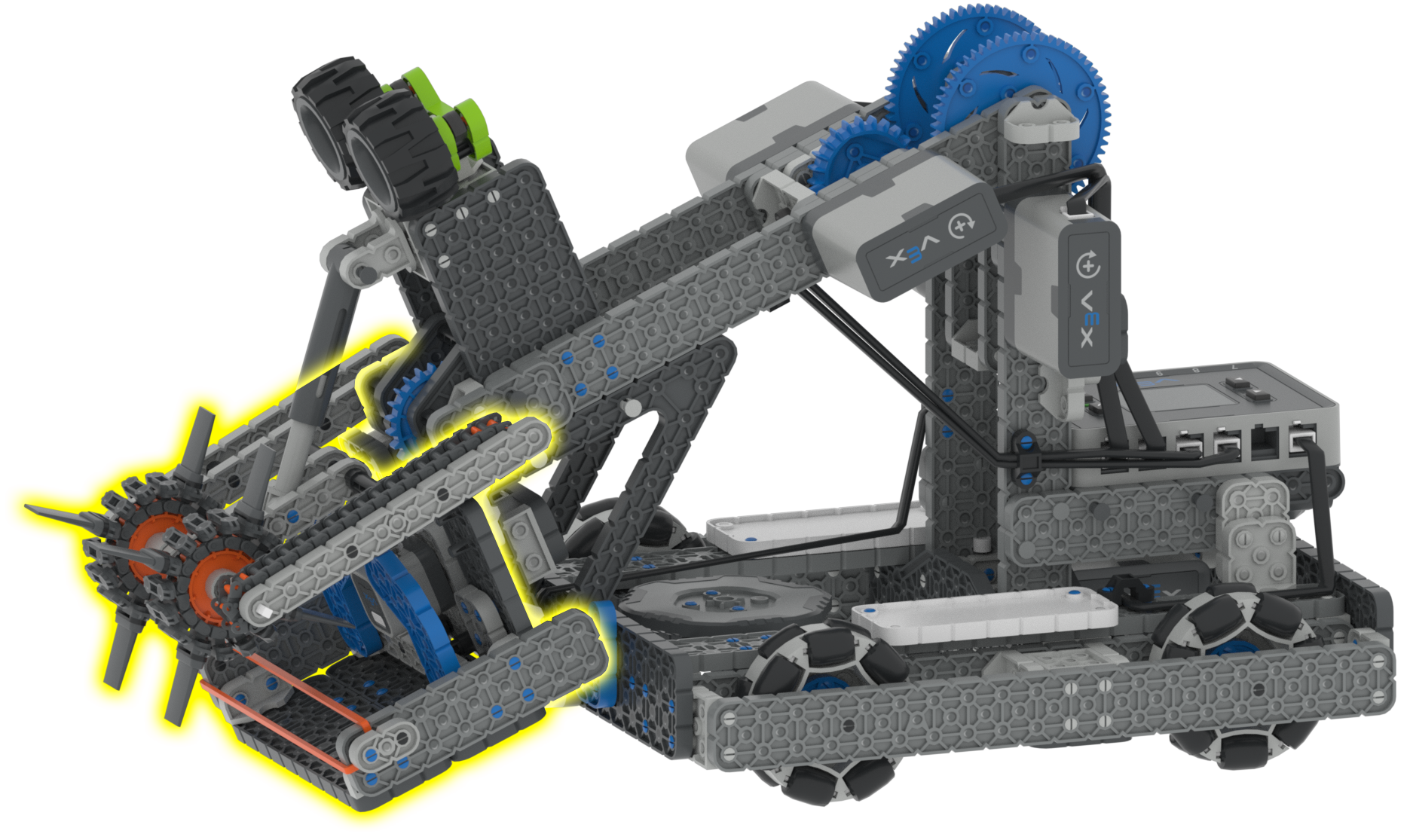 Diagram of the VEX IQ Hero Bot Byte, highlighting motor groups for Arm and Intake functionalities.