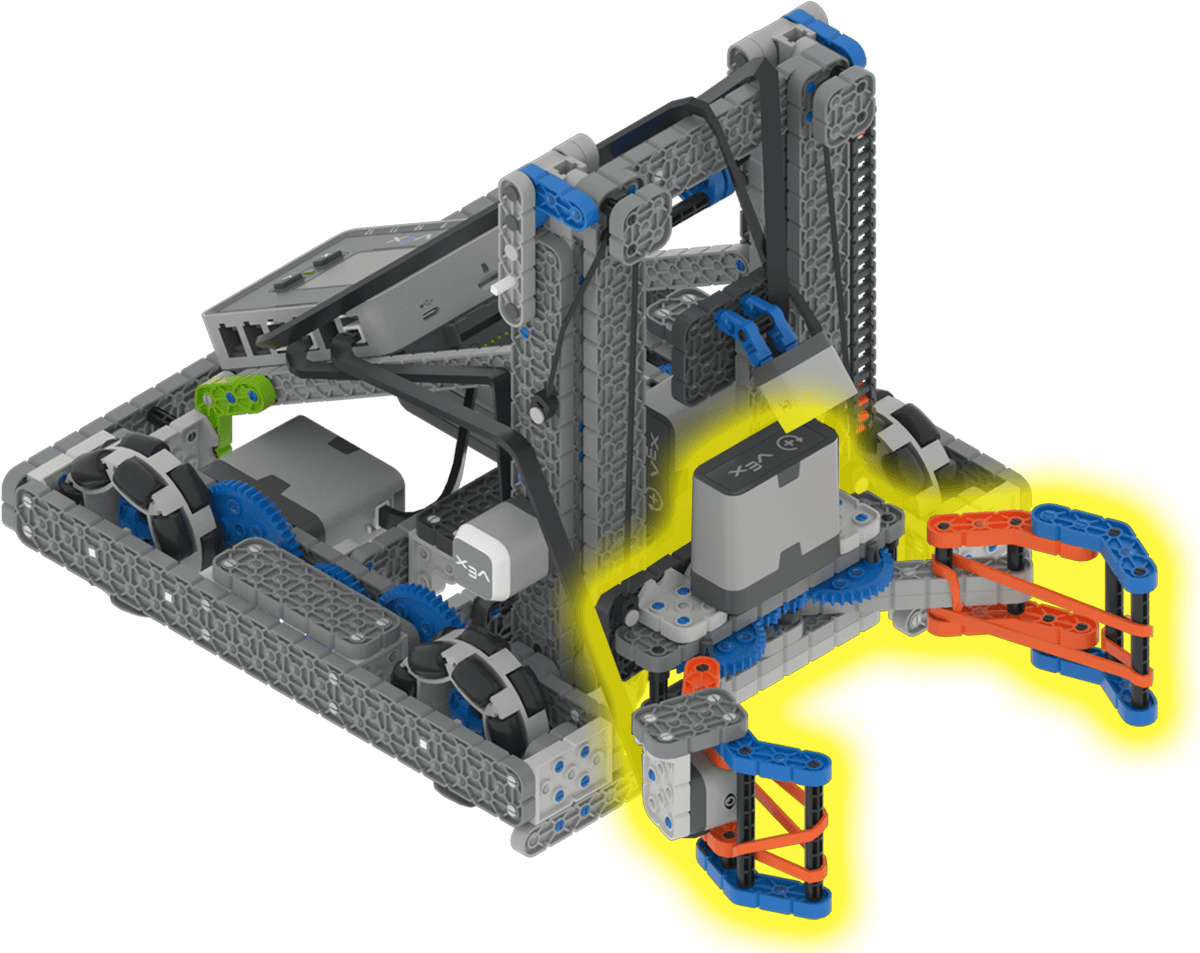 Diagram showing the claw range of the Huey VEX IQ Hero Bot.